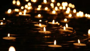 candle flames at night